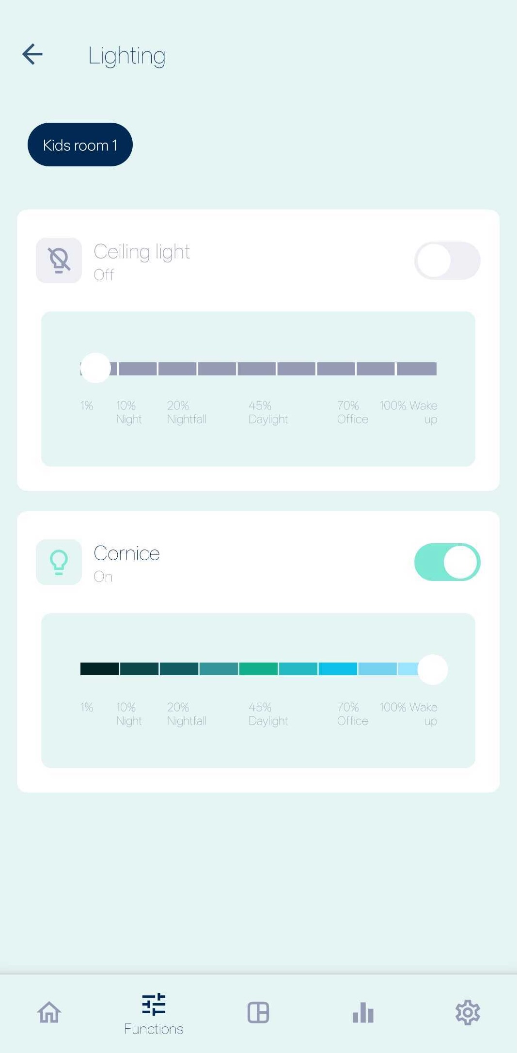 Bisly Tenant App, lighting scenes