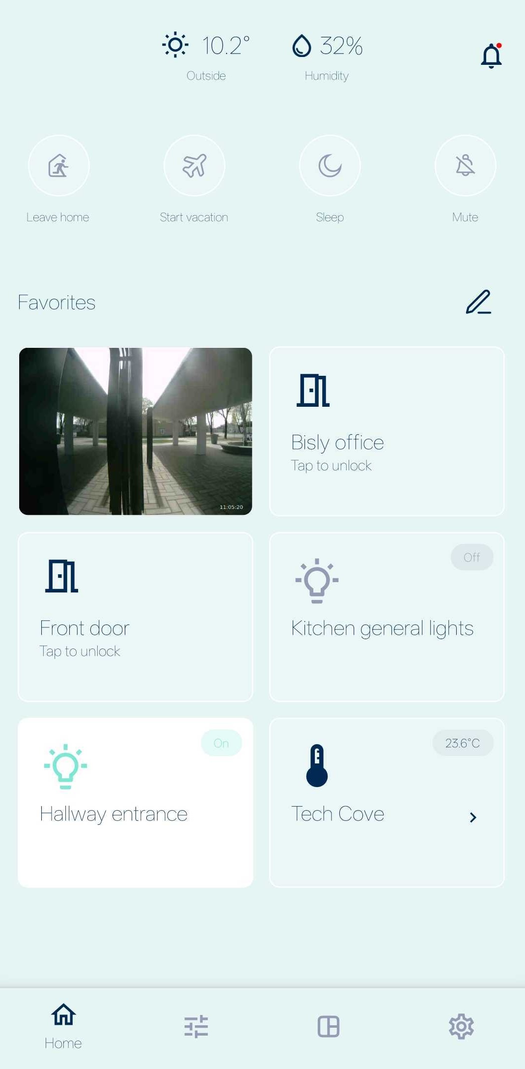 Bisly Tenant App, main display